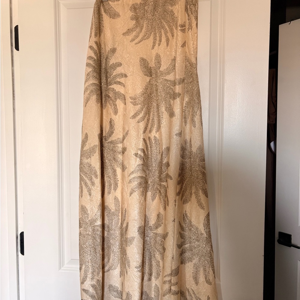 Primark Cream Maxi Skirt with Gold Leaf Print